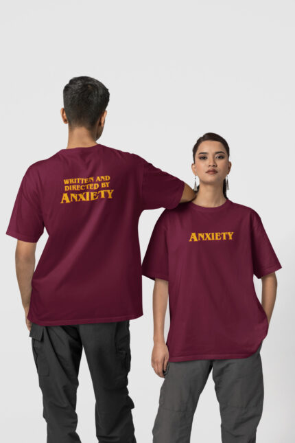 Anksiyete Ön-Arka – Bordo T-Shirt