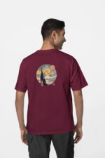 Yıldızlı Gece Ön-Arka - Bordo T-Shirt - Görsel 2