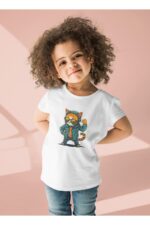 Ceketli Kedi - Beyaz Çocuk T-Shirt - Görsel 2