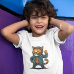 Ceketli Kedi - Beyaz Çocuk T-Shirt