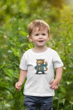 Ceketli Kedi - Beyaz Çocuk T-Shirt - Görsel 3