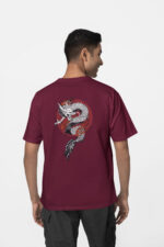 Dragon Çince Ön-Arka - Bordo T-Shirt - Görsel 2