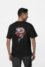Dragon Çince Ön-Arka - Siyah T-Shirt - Görsel 2