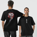 Dragon Çince Ön-Arka - Siyah T-Shirt