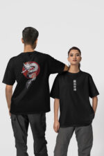 Dragon Çince Ön-Arka - Siyah T-Shirt