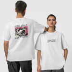 Fast Live Eat Trash Ön-Arka - Beyaz T-Shirt