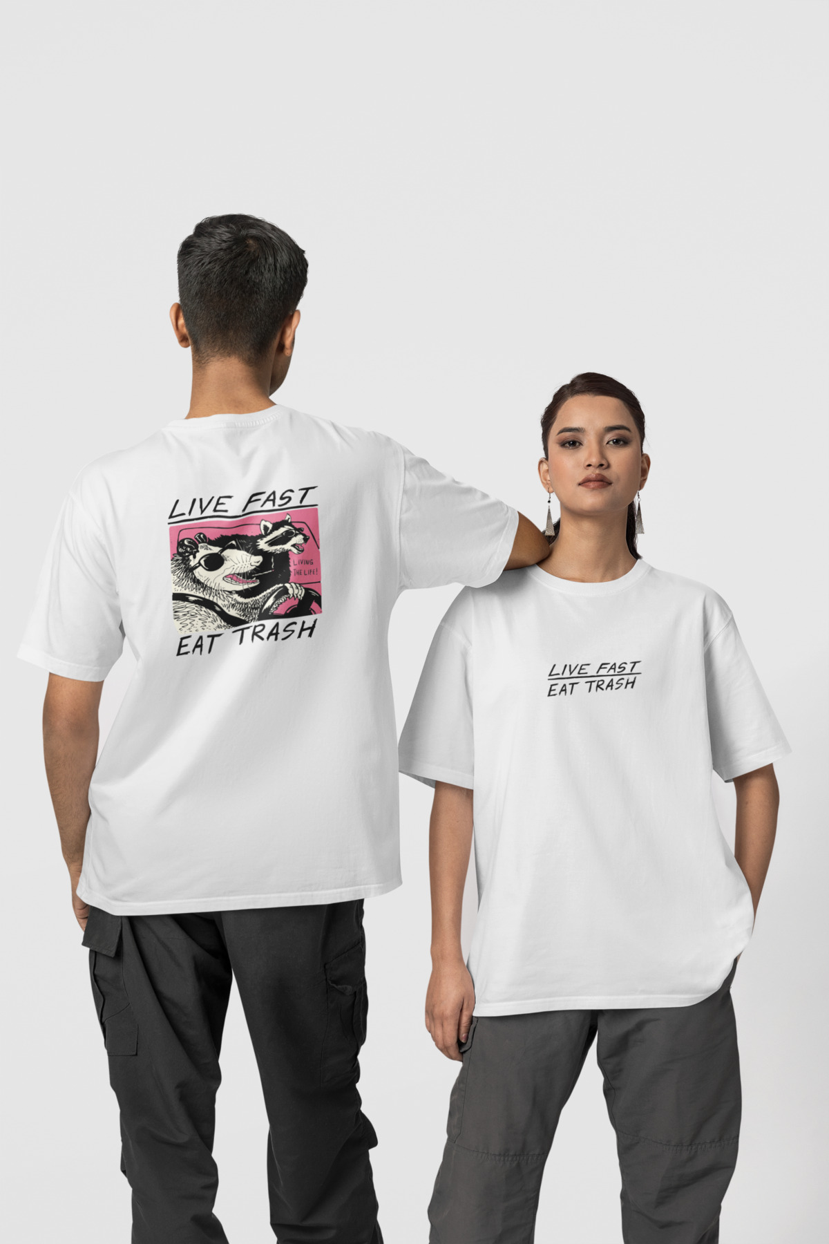 FastLiveEatTrashOnArka-Beyaz Fast Live Eat Trash Ön-Arka - Beyaz T-Shirt - Görsel 1