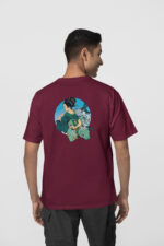 Geyşa Koi Ön-Arka - Bordo T-Shirt - Görsel 2