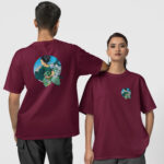 Geyşa Koi Ön-Arka - Bordo T-Shirt