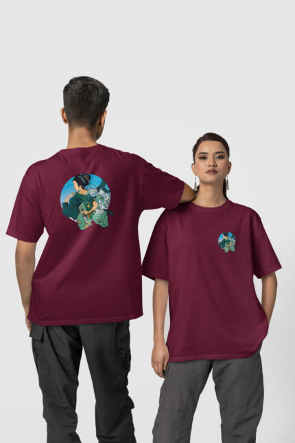 Geyşa Koi Ön-Arka – Bordo T-Shirt