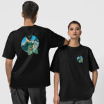Geyşa Koi Ön-Arka - Siyah T-Shirt