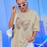 Renkli Kelebek - Bej T-Shirt