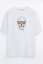 Güneş Gözlüklü Kuru Kafa - Beyaz T-Shirt