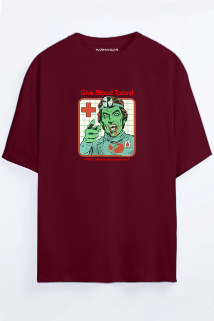 Give Blood Today Vampir – Bordo T-Shirt