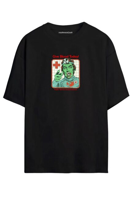 Give Blood Today Vampir – Siyah T-Shirt