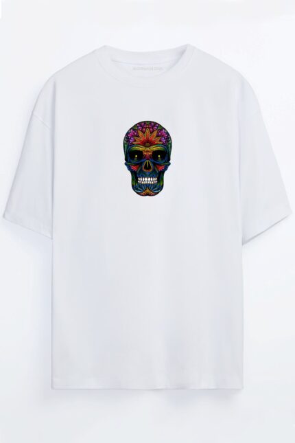 Renkli Kurukafa – Beyaz T-Shirt