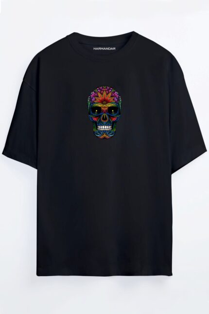 Renkli Kurukafa – Siyah T-Shirt