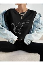 Lover Cat - Siyah T-Shirt - Görsel 3
