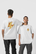 Pizza Ön-Arka - Beyaz T-Shirt