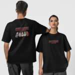 Stranger Cats Ön-Arka - Siyah T-Shirt