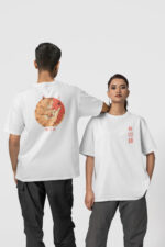 Uyuyan Kedi Ön-Arka - Beyaz T-Shirt