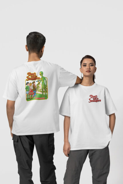 Uzaylı Ön-Arka – Beyaz T-Shirt