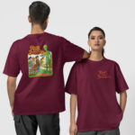 Uzaylı Ön-Arka - Bordo T-Shirt