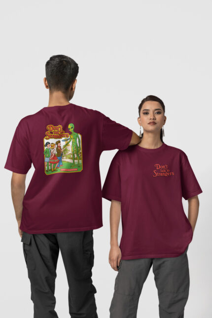 Uzaylı Ön-Arka – Bordo T-Shirt