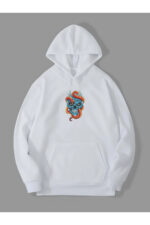 Yılan Kurukafa - Beyaz Sweatshirt