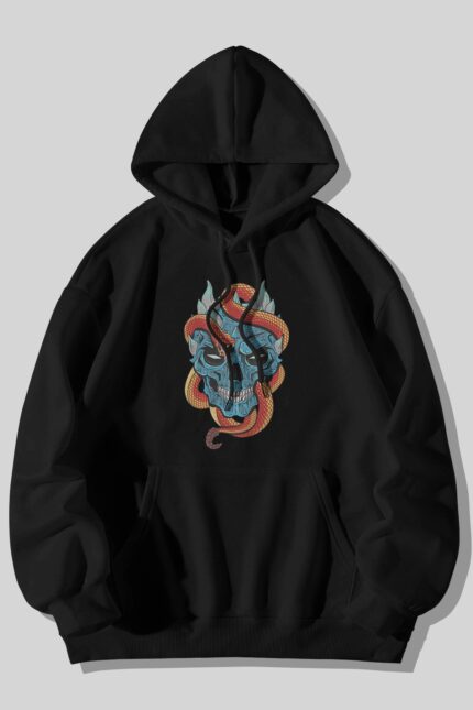 Yılan Kurukafa – Siyah Sweatshirt