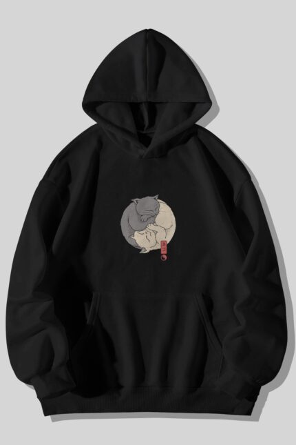 Ying Yang Kedi – Siyah Sweatshirt