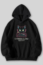 Cyber Claw Kitty - Siyah Sweatshirt