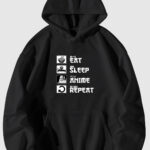 Eat Sleep Anime Repeat - Siyah Sweatshirt